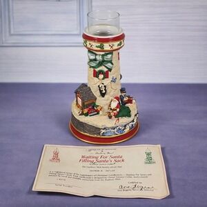 Danbury Mint Cheryl Collins Lighthouse Santa Elves Figurine w COA